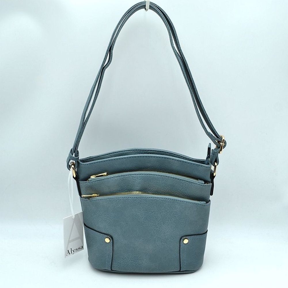 Alyssa Nicole Triple Zip Pocket Large Crossbody Bag